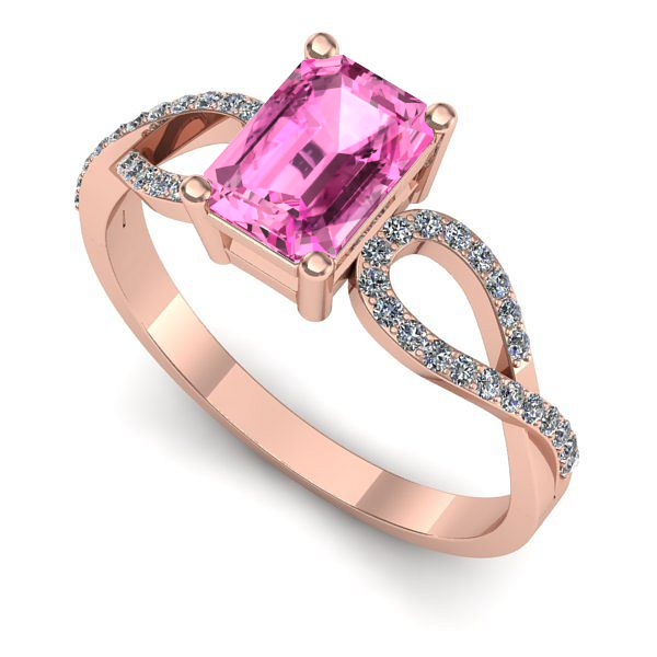 Inel de logodna din aur roz cu safir roz