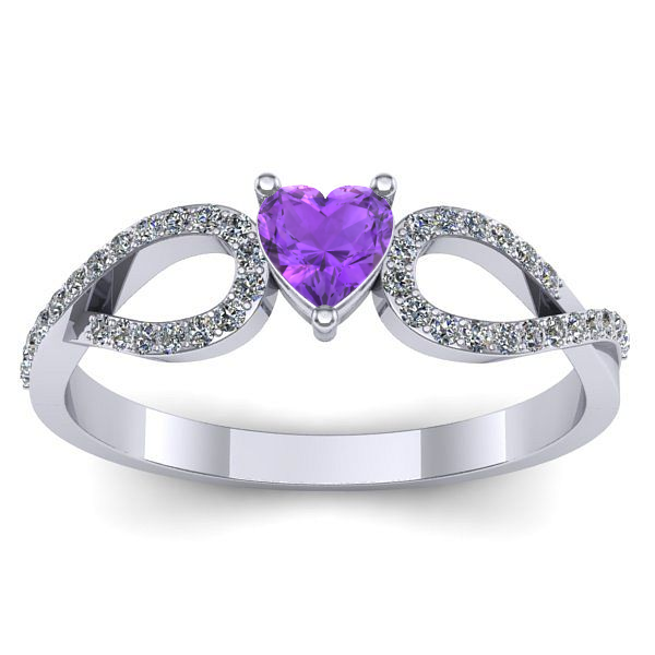 Inel de logodna cu ametist inima