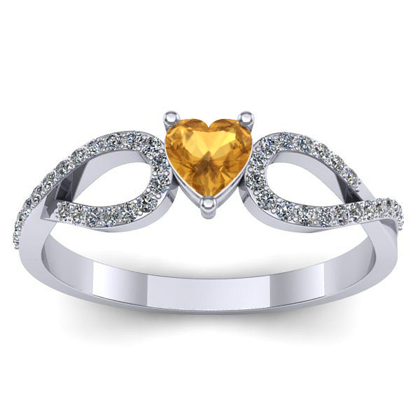 Inel logodna cu citrin inima