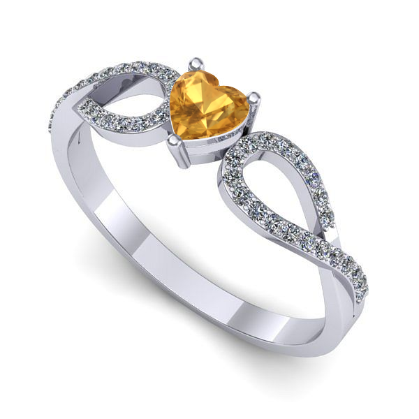 Inel de logodna din aur alb cu citrin