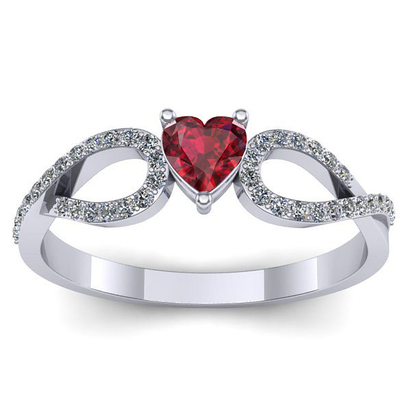 Inel logodna cu rubin inima