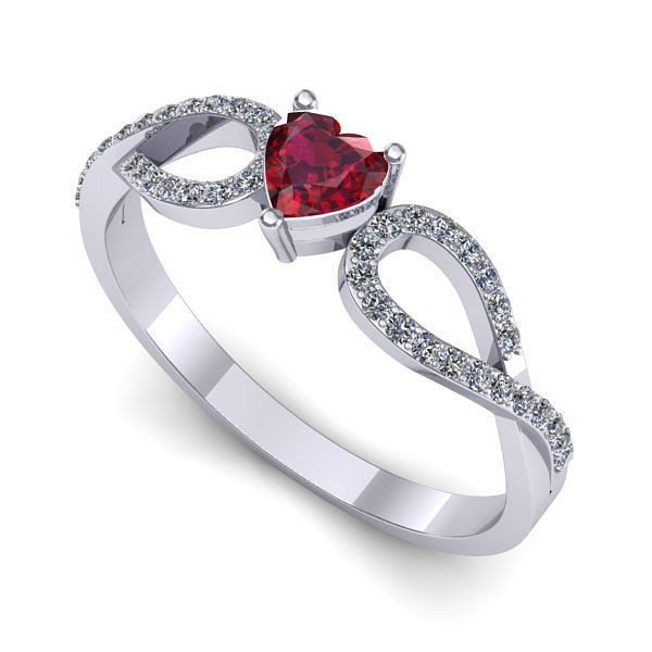 Inel de logodna din aur alb cu rubin