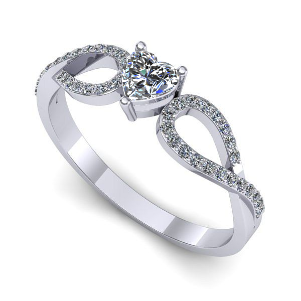 Inel logodna din aur alb cu safir alb