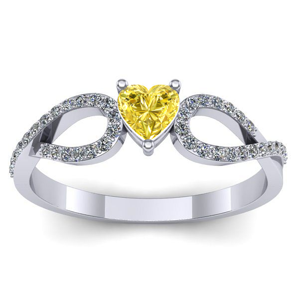 Inel cu safir galben inima