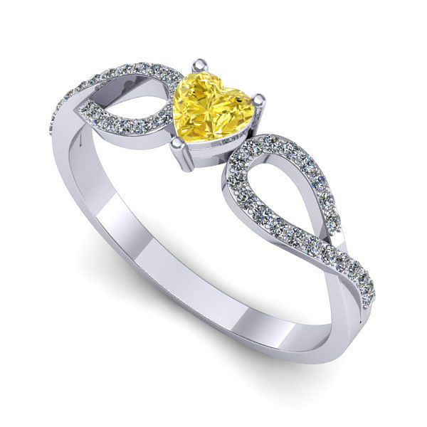 Inel din aur alb cu safir galben