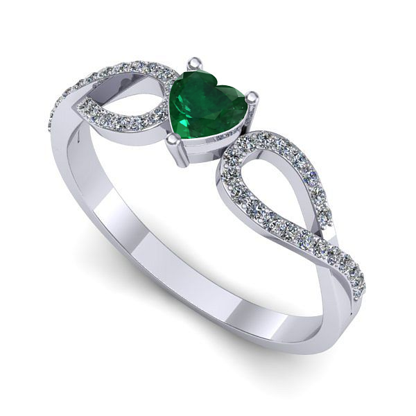 Inel din aur alb cu smarald