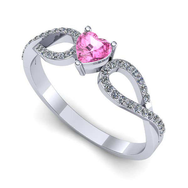 Inel de logodna din aur alb cu safir roz