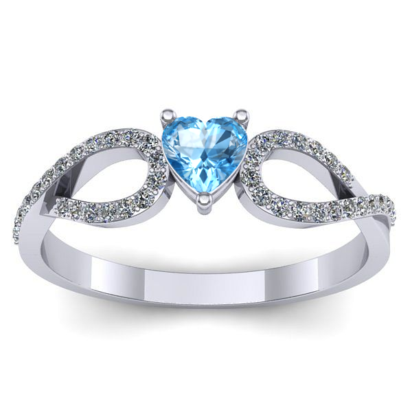 Inel de logodna cu topaz blue inima