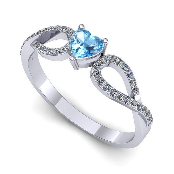 Inel logodna din aur alb cu topaz blue
