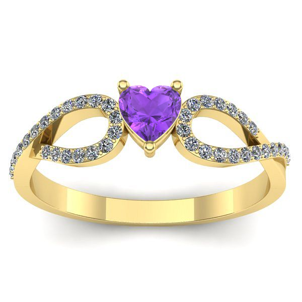 Inel logodna cu ametist inima