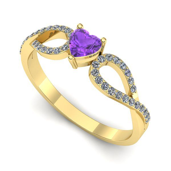 Inel din aur galben cu ametist