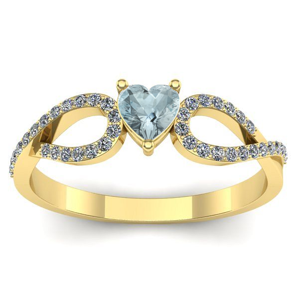 Inel logodna cu aquamarin inima