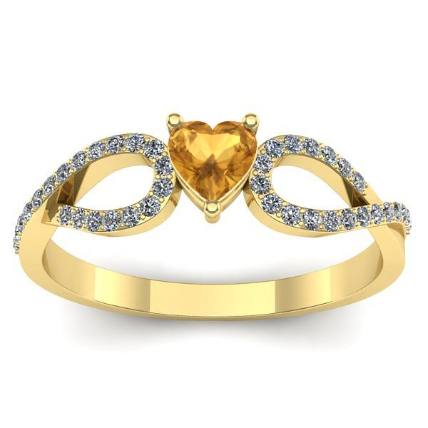Inel cu citrin inima