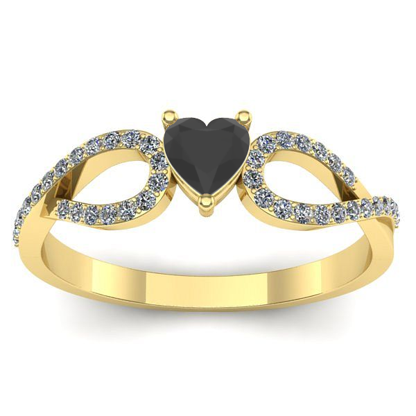 Inel de logodna cu diamant negru inima