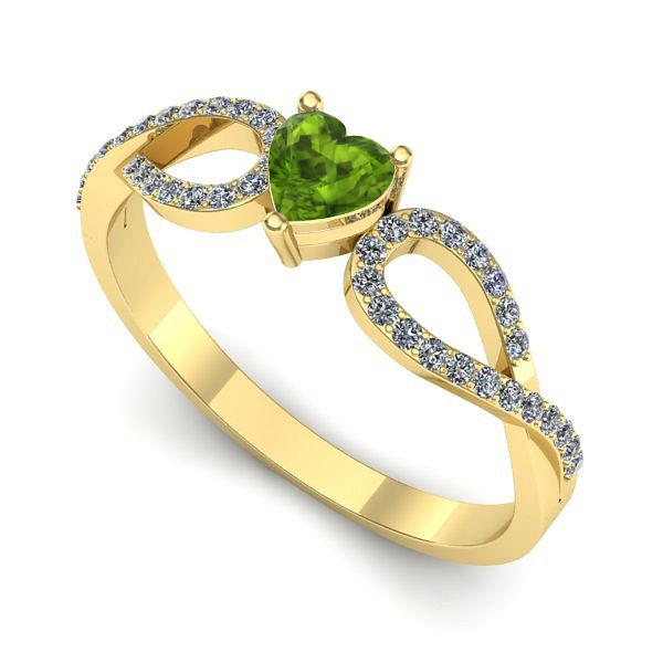 Inel din aur galben cu peridot