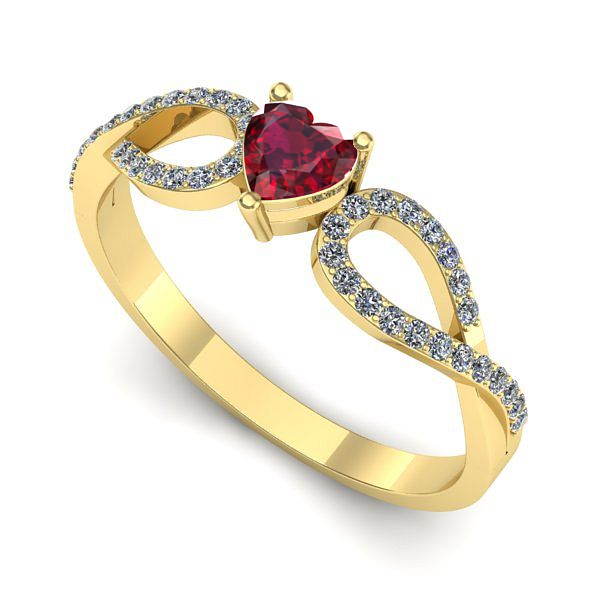 Inel din aur galben cu rubin