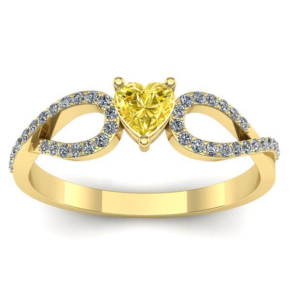 Inel cu safir galben inima