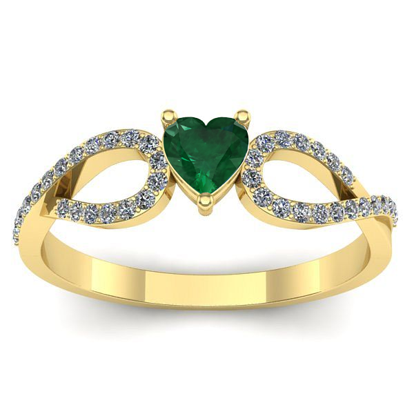 Inel de logodna cu smarald inima