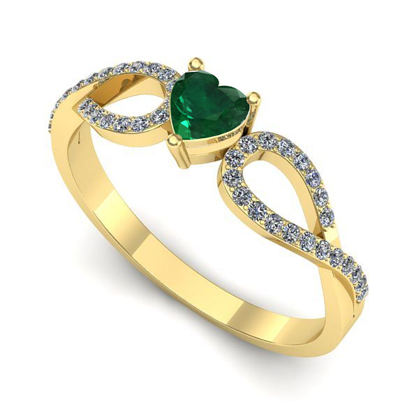 Inel din aur galben cu smarald