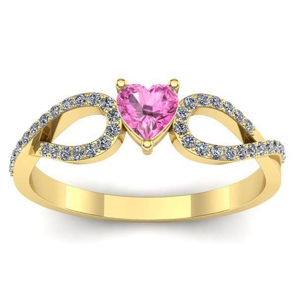 Inel de logodna cu safir roz inima