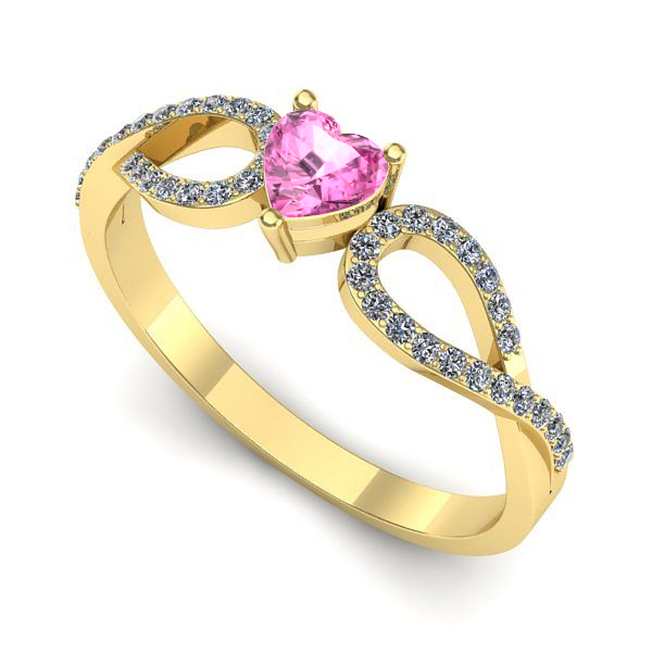 Inel din aur galben cu safir roz