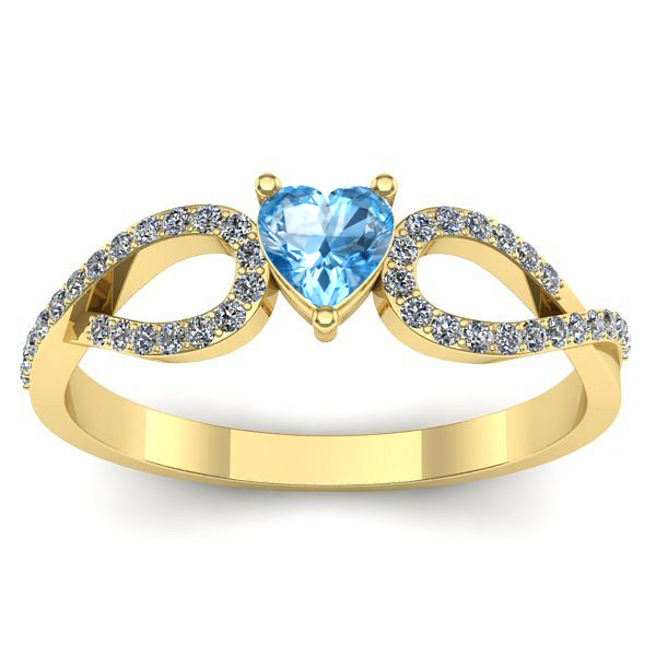 Inel cu topaz blue inima