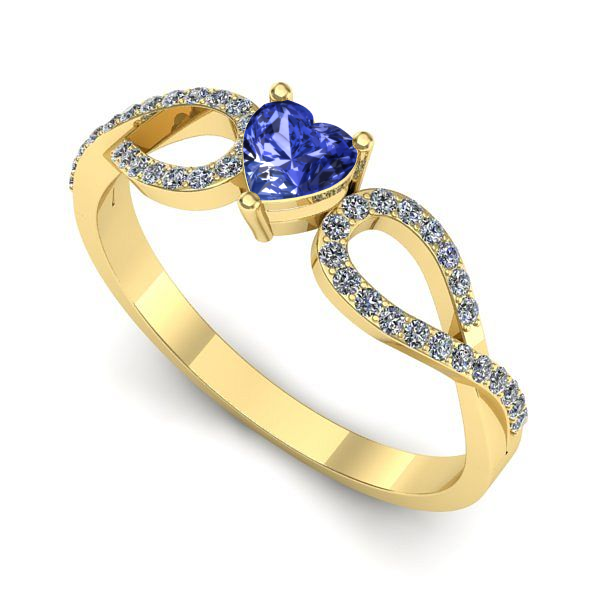 Inel de logodna din aur galben cu tanzanit