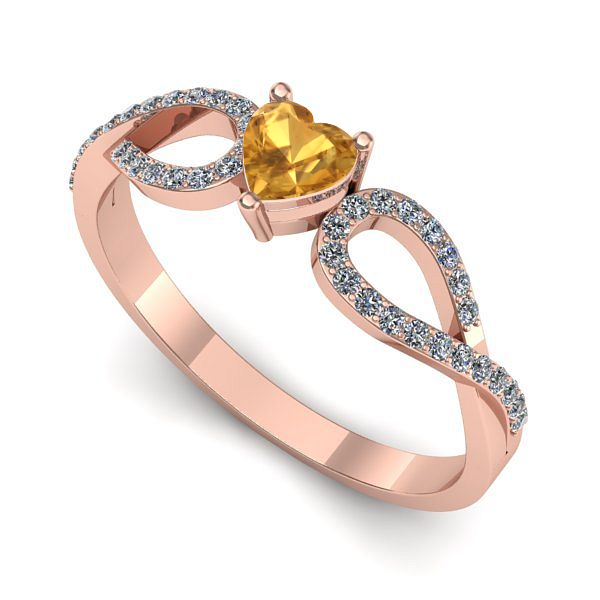 Inel de logodna din aur roz cu citrin