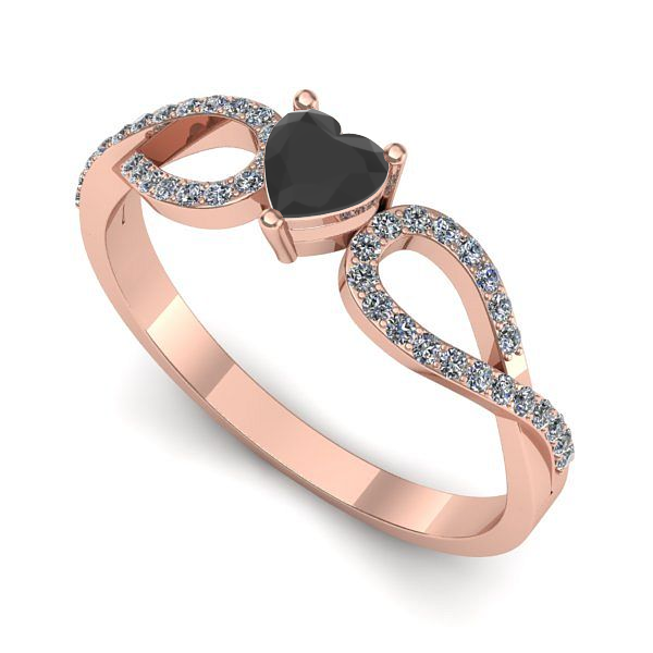 Inel din aur roz cu diamant negru