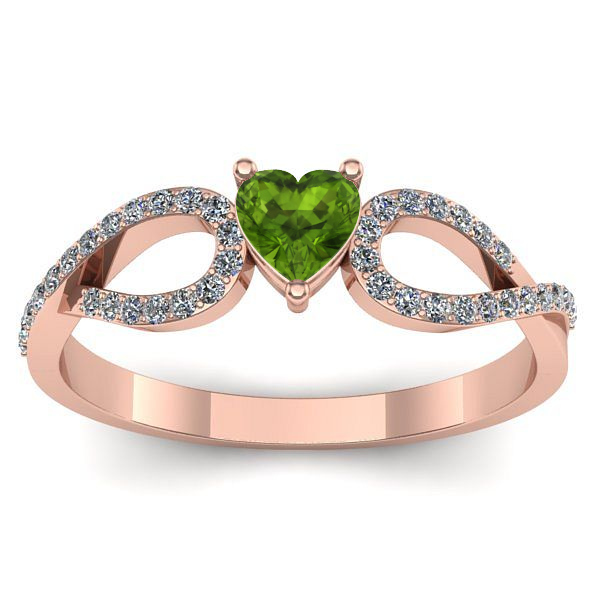 Inel cu peridot inima