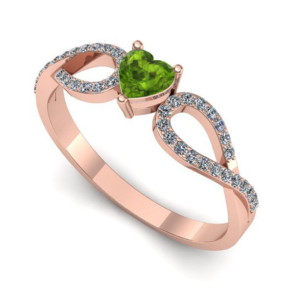 Inel logodna din aur roz cu peridot