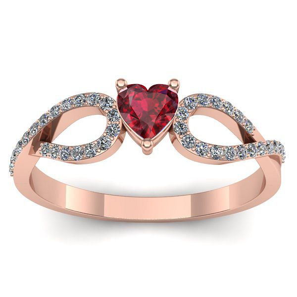 Inel de logodna cu rubin inima