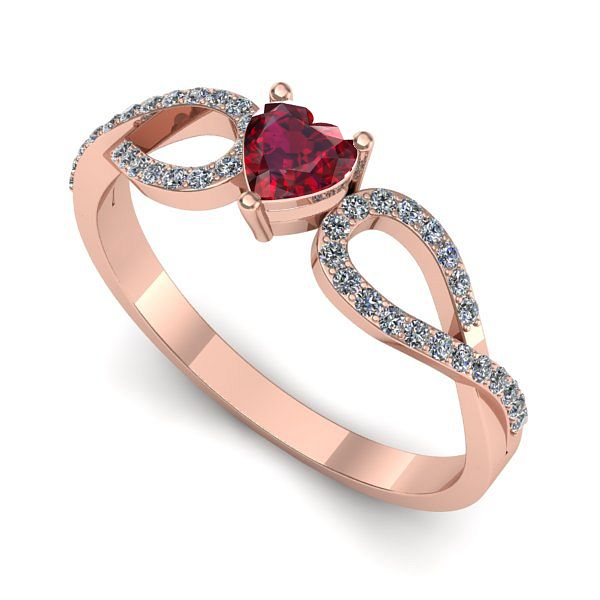 Inel din aur roz cu rubin