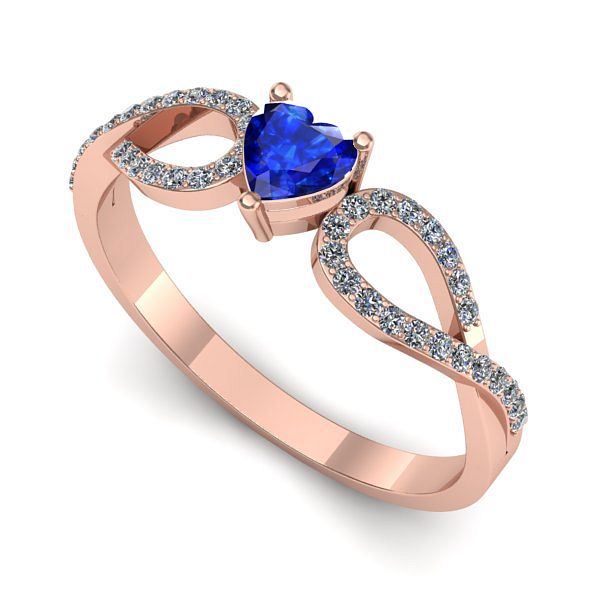 Inel din aur roz cu safir