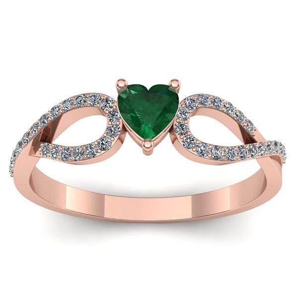 Inel de logodna cu smarald inima