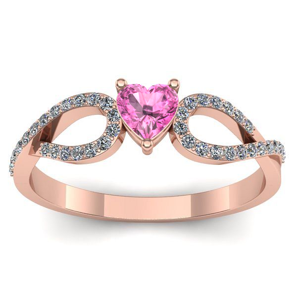 Inel de logodna cu safir roz inima