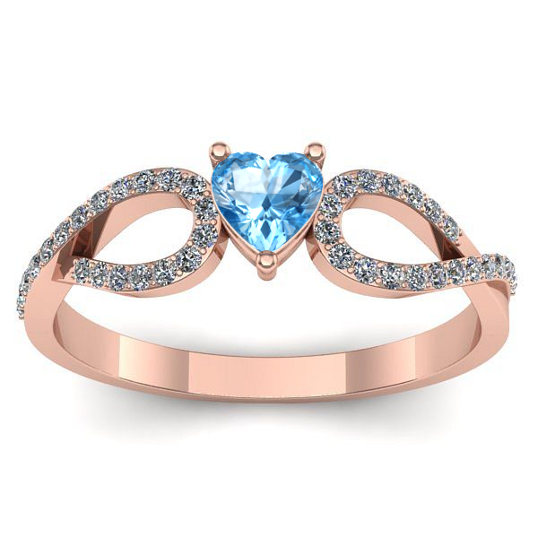 Inel de logodna cu topaz blue inima
