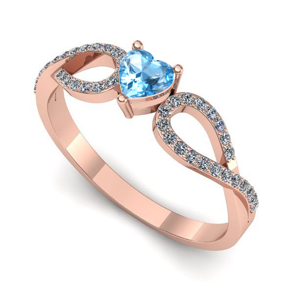 Inel de logodna din aur roz cu topaz blue