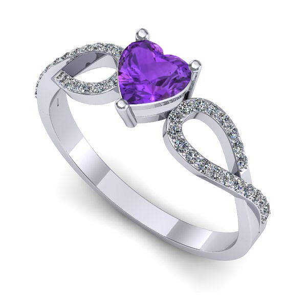 Inel de logodna din aur alb cu ametist