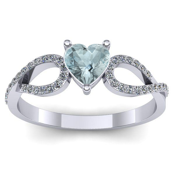 Inel logodna cu aquamarin inima