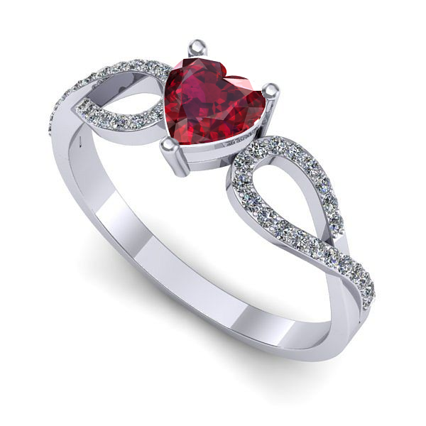 Inel logodna din aur alb cu rubin