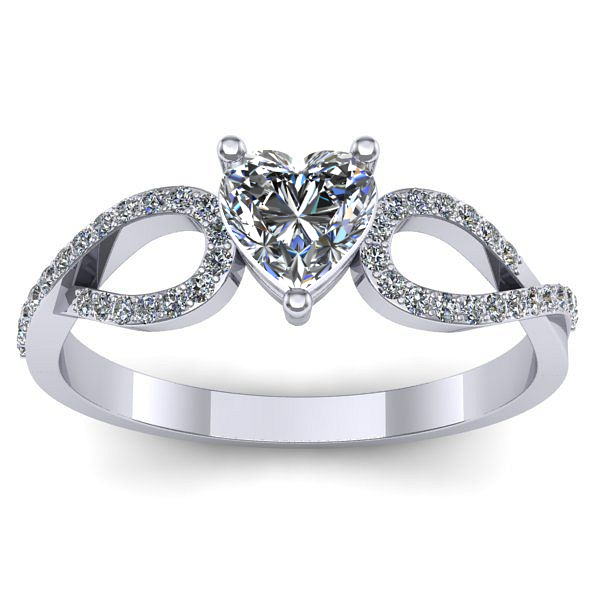 Inel logodna cu diamant de laborator inima