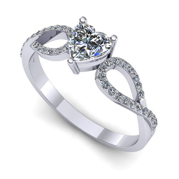 Inel logodna din aur alb cu safir alb