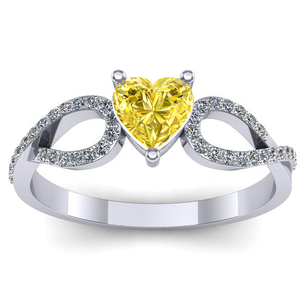 Inel cu safir galben inima