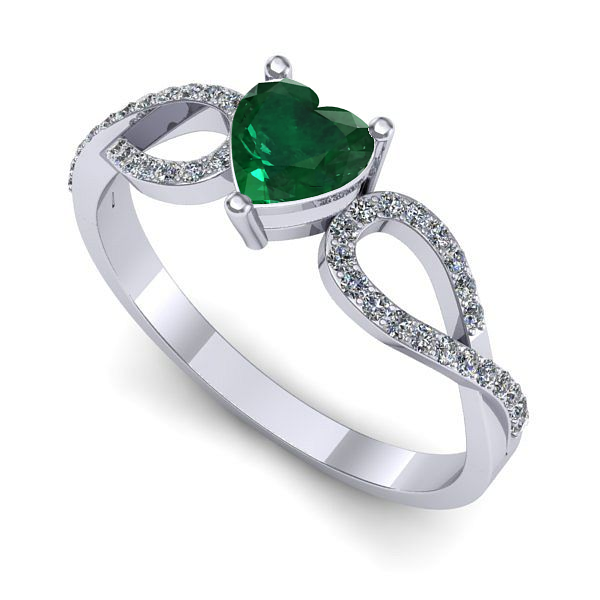 Inel de logodna din aur alb cu smarald