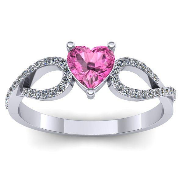 Inel logodna cu safir roz inima