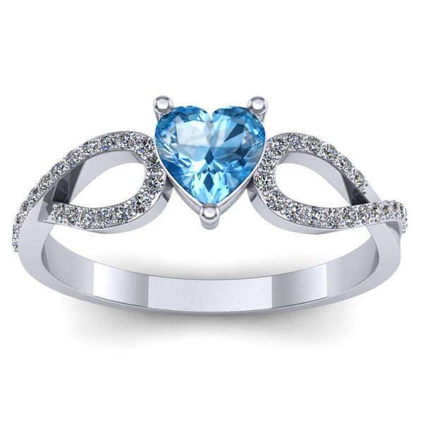 Inel cu topaz blue inima