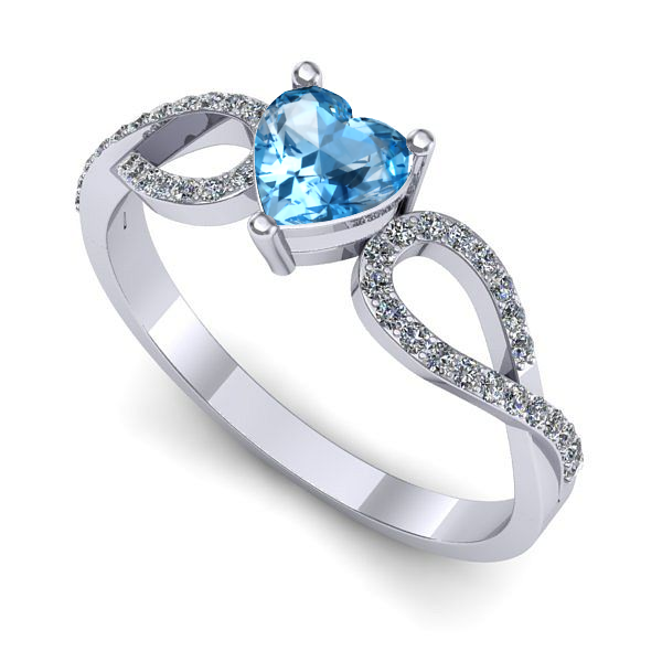 Inel logodna din aur alb cu topaz blue