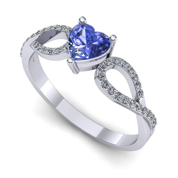 Inel de logodna din aur alb cu tanzanit