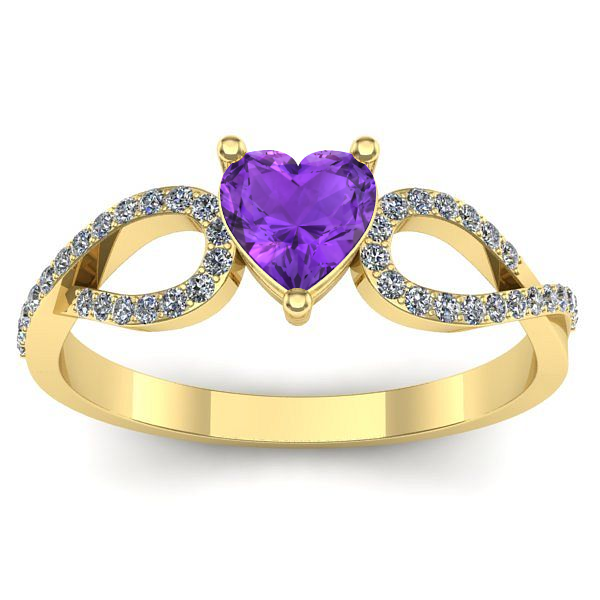 Inel de logodna cu ametist inima